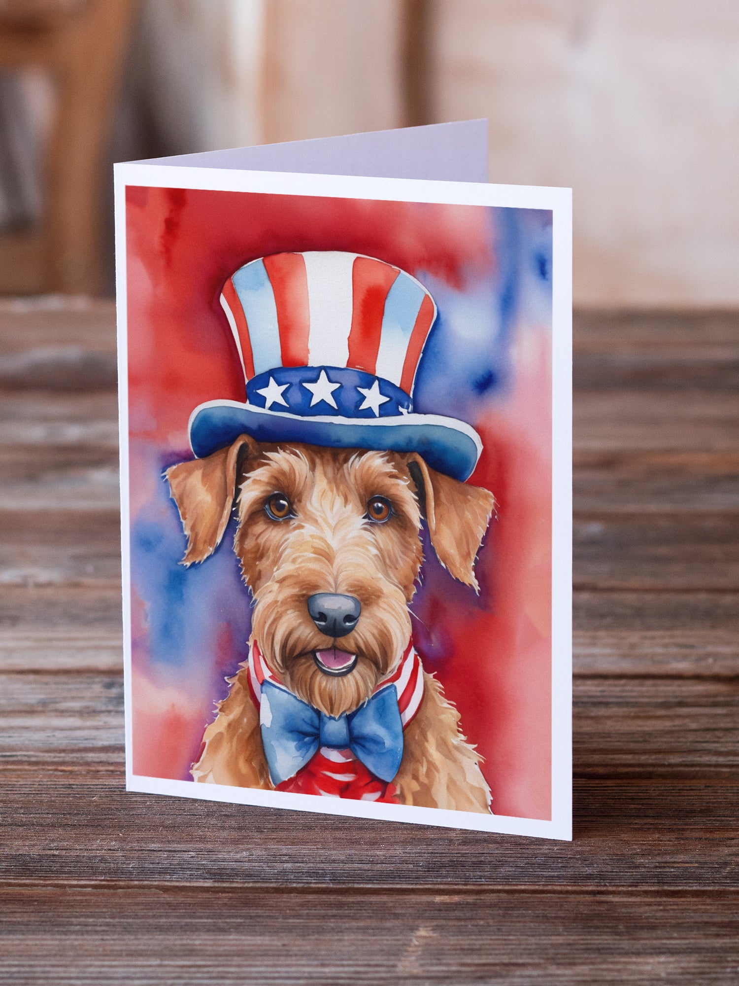 Irish Terrier Patriotic American Greeting Cards Pack of 8