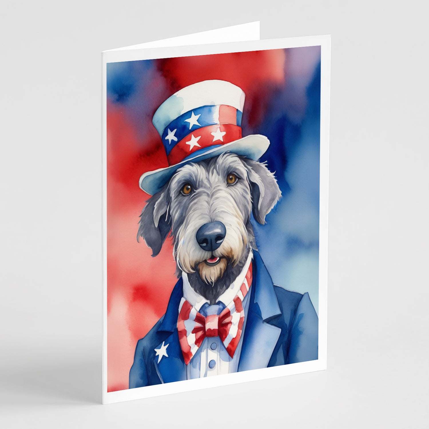 Buy this Irish Wolfhound Patriotic American Greeting Cards Pack of 8