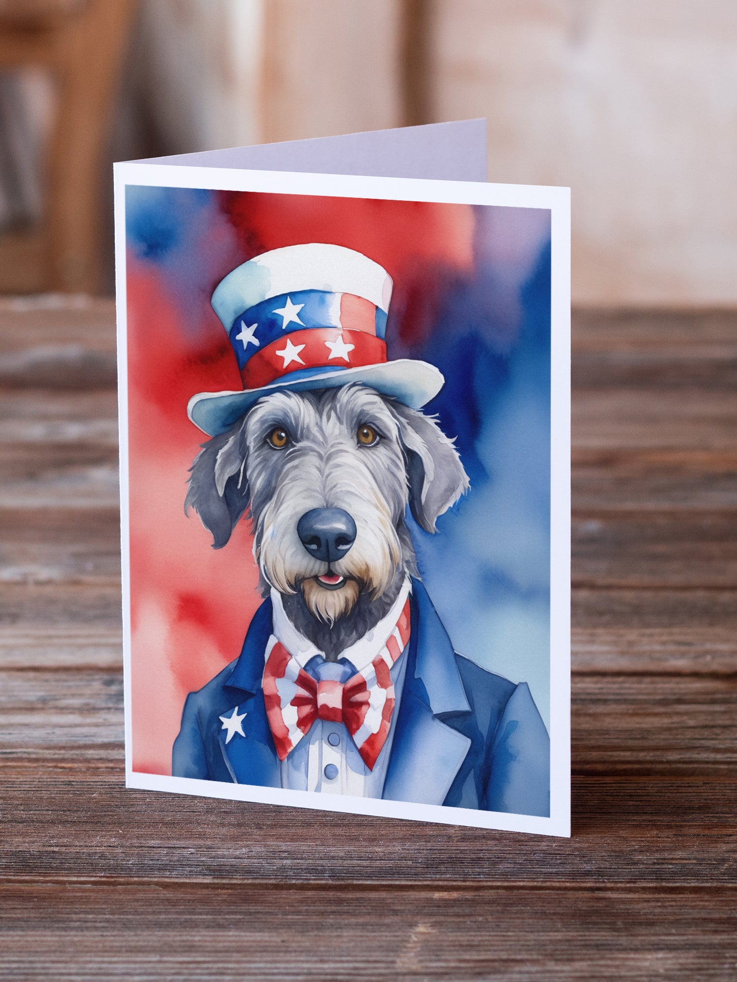 Irish Wolfhound Patriotic American Greeting Cards Pack of 8