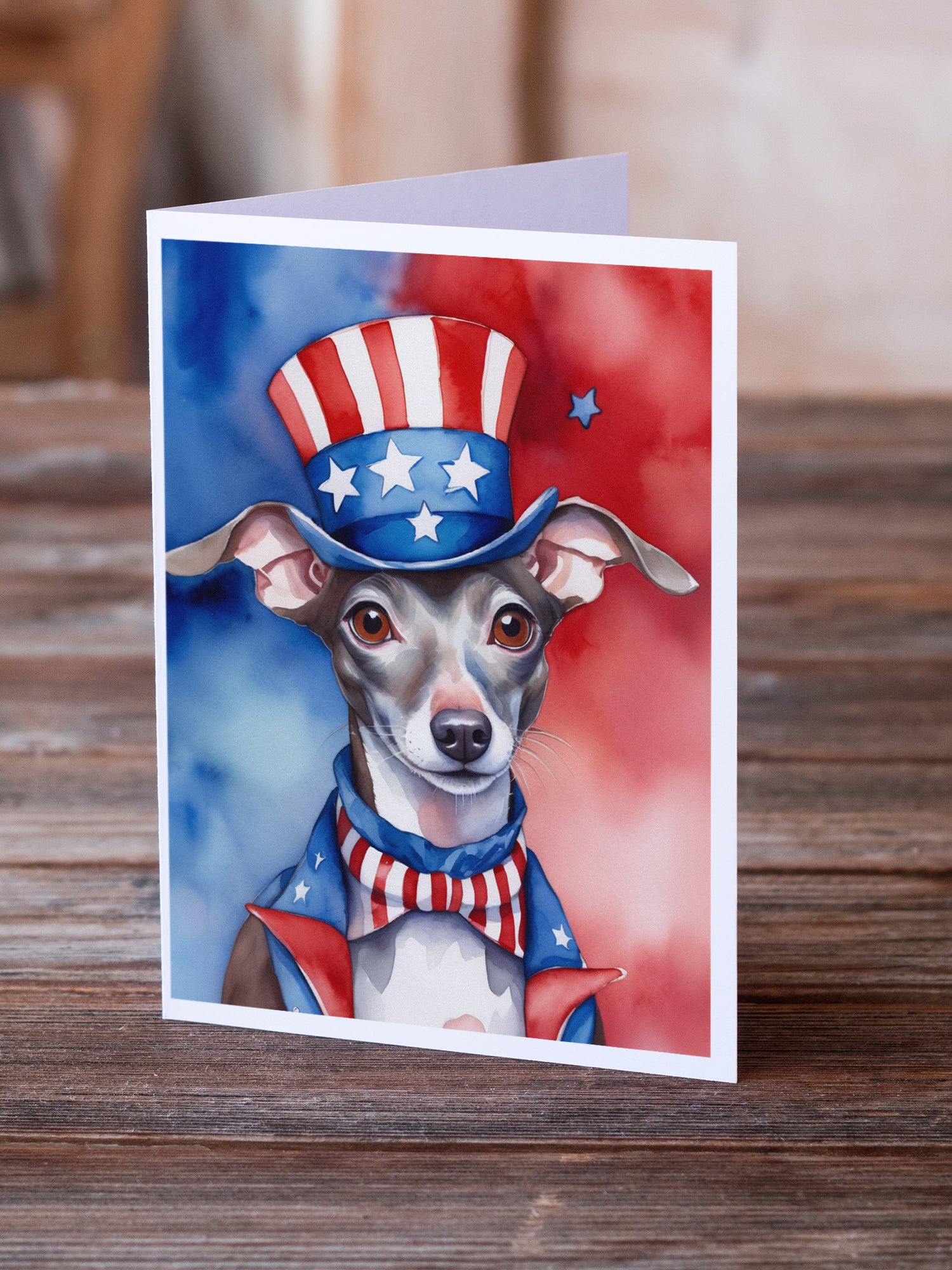 Italian Greyhound Patriotic American Greeting Cards Pack of 8