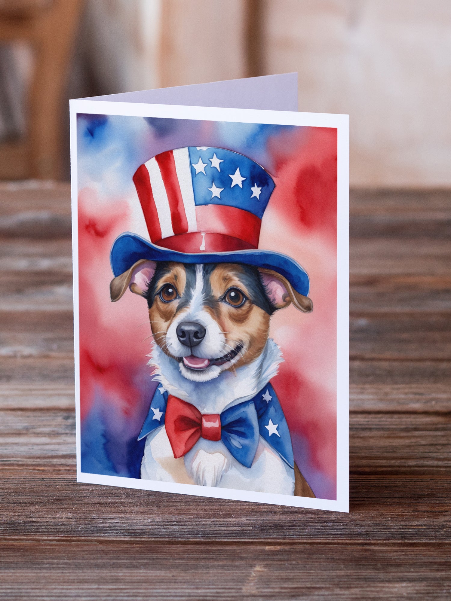 Jack Russell Terrier Patriotic American Greeting Cards Pack of 8