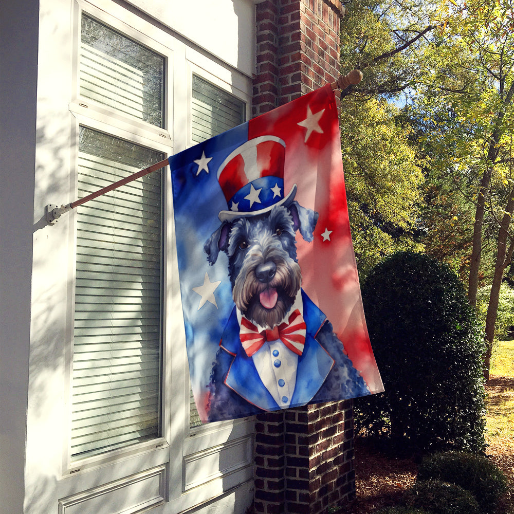 Kerry Blue Terrier Patriotic American House Flag