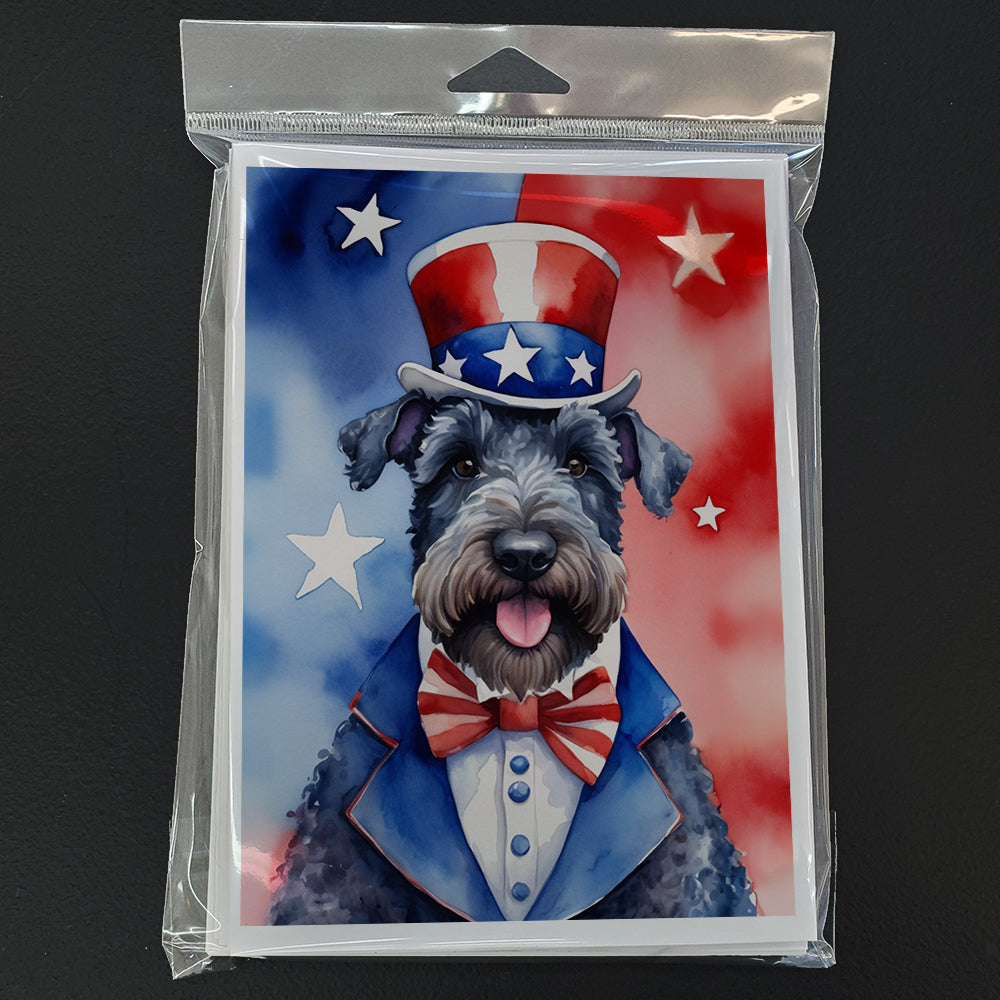 Kerry Blue Terrier Patriotic American Greeting Cards Pack of 8