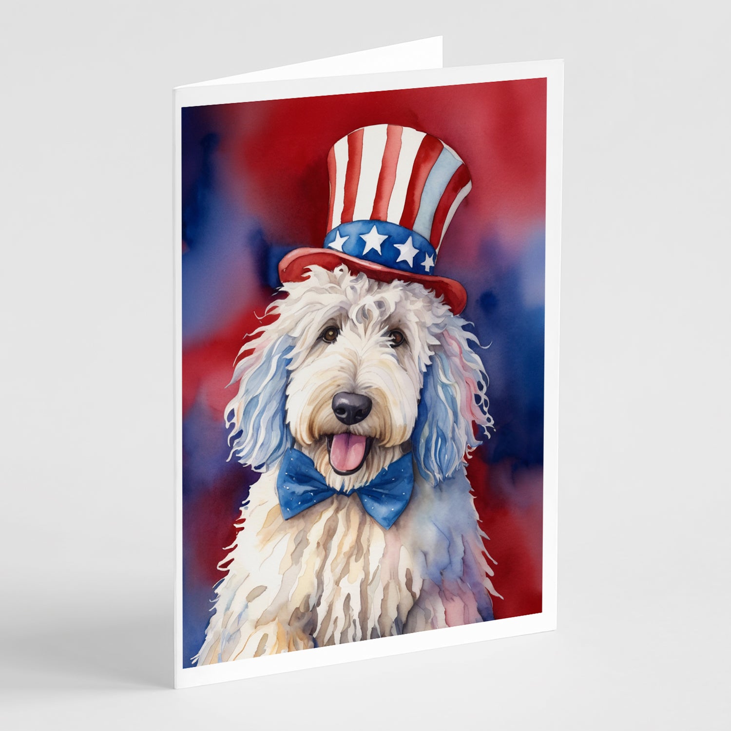 Buy this Komondor Patriotic American Greeting Cards Pack of 8