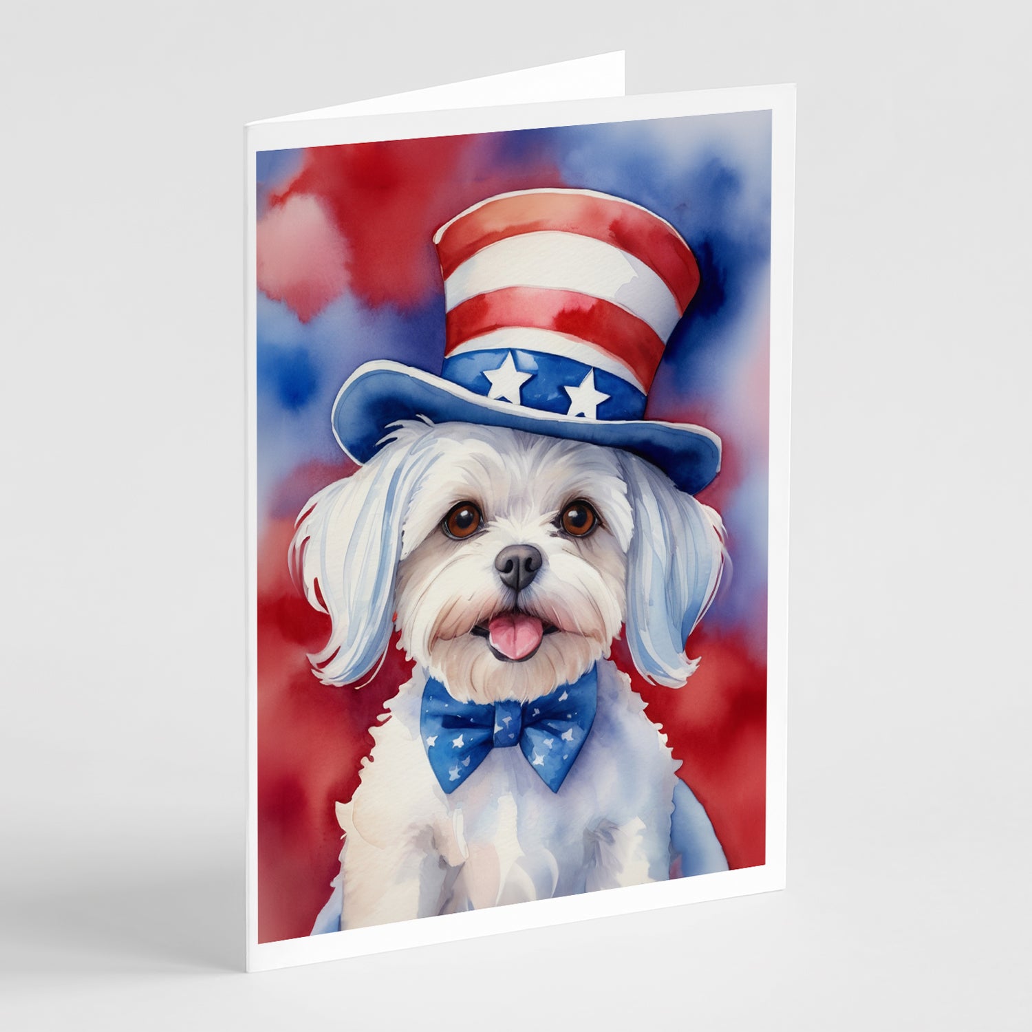 Buy this Maltese Patriotic American Greeting Cards Pack of 8