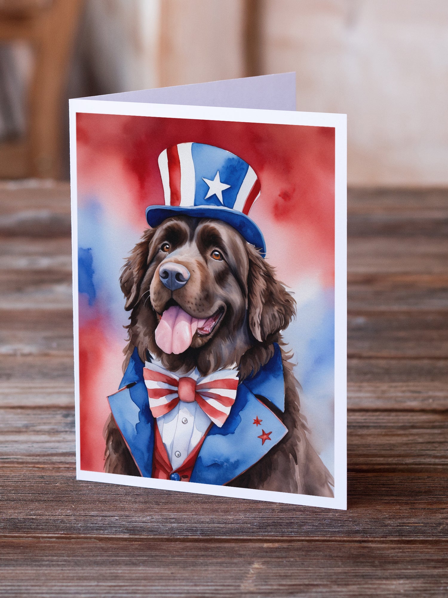 Buy this Newfoundland Patriotic American Greeting Cards Pack of 8