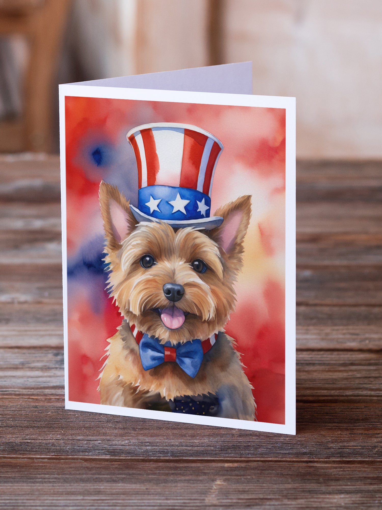 Norwich Terrier Patriotic American Greeting Cards Pack of 8