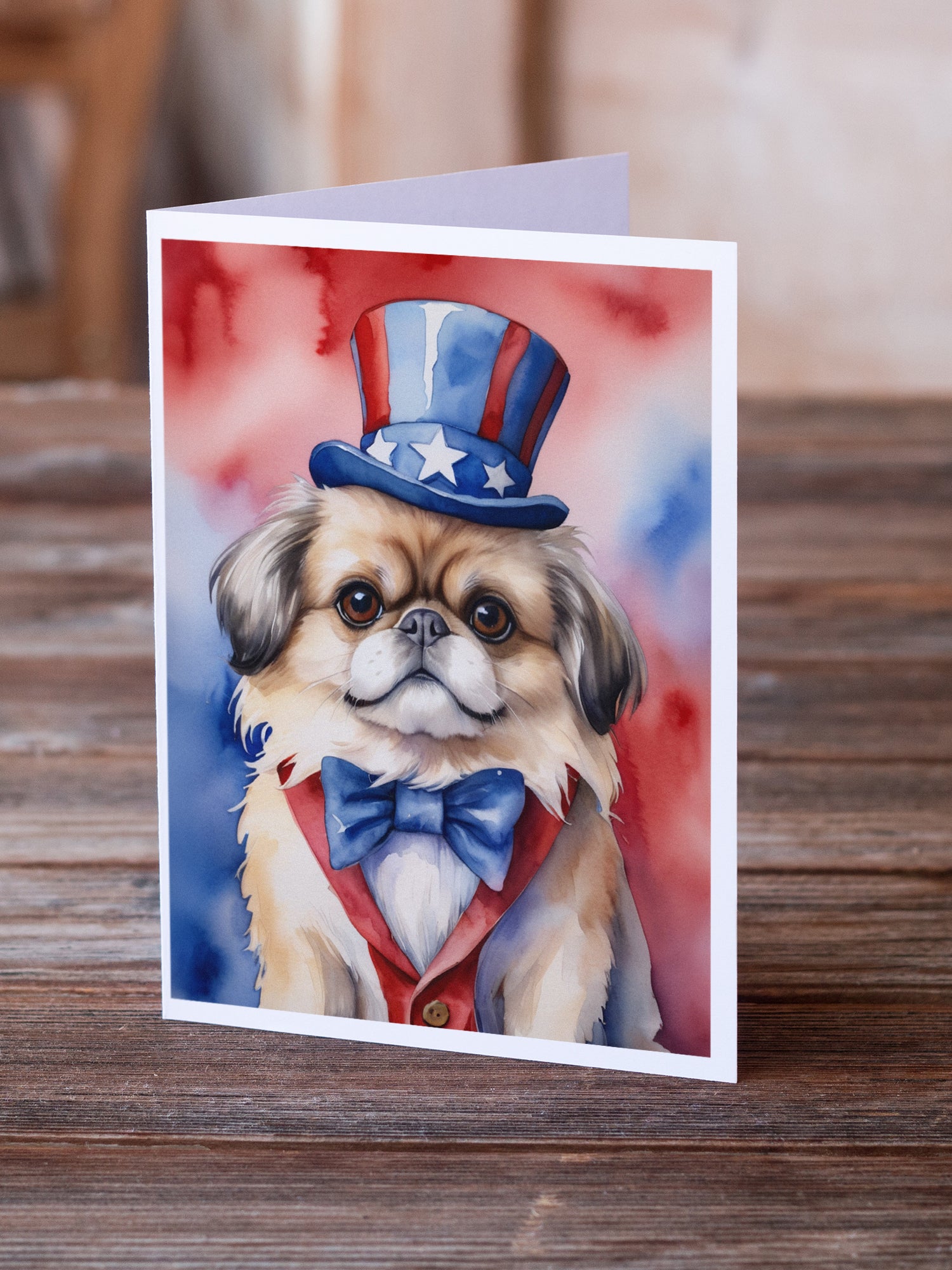 Buy this Pekingese Patriotic American Greeting Cards Pack of 8