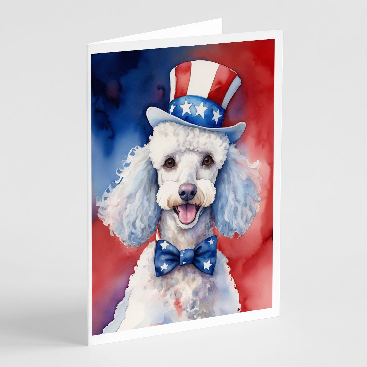 Buy this White Poodle Patriotic American Greeting Cards Pack of 8