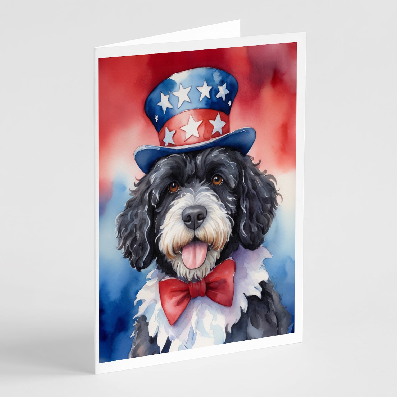Buy this Portuguese Water Dog Patriotic American Greeting Cards Pack of 8