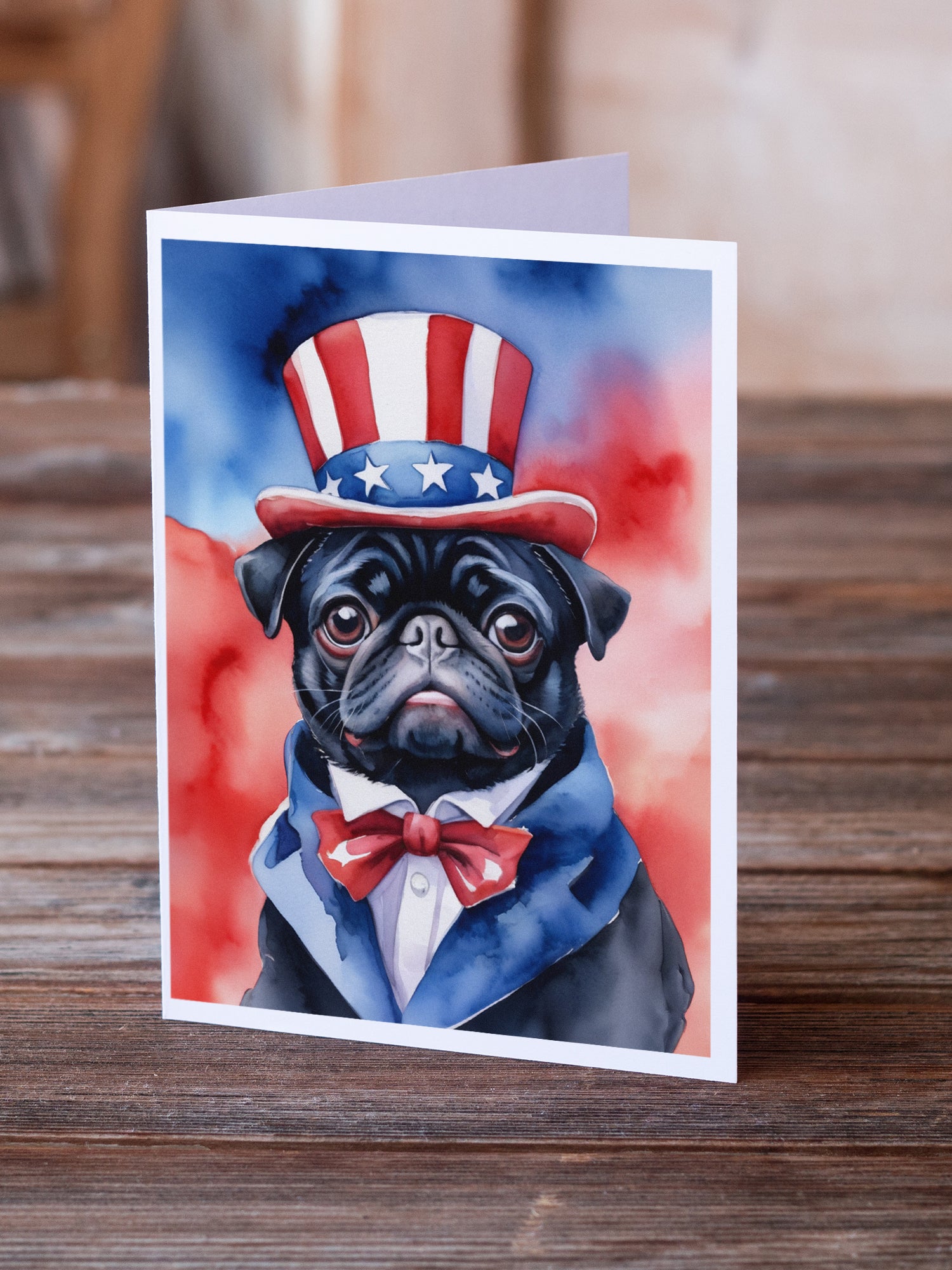 Buy this Pug Patriotic American Greeting Cards Pack of 8