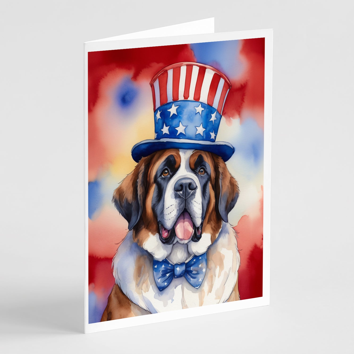 Buy this Saint Bernard Patriotic American Greeting Cards Pack of 8