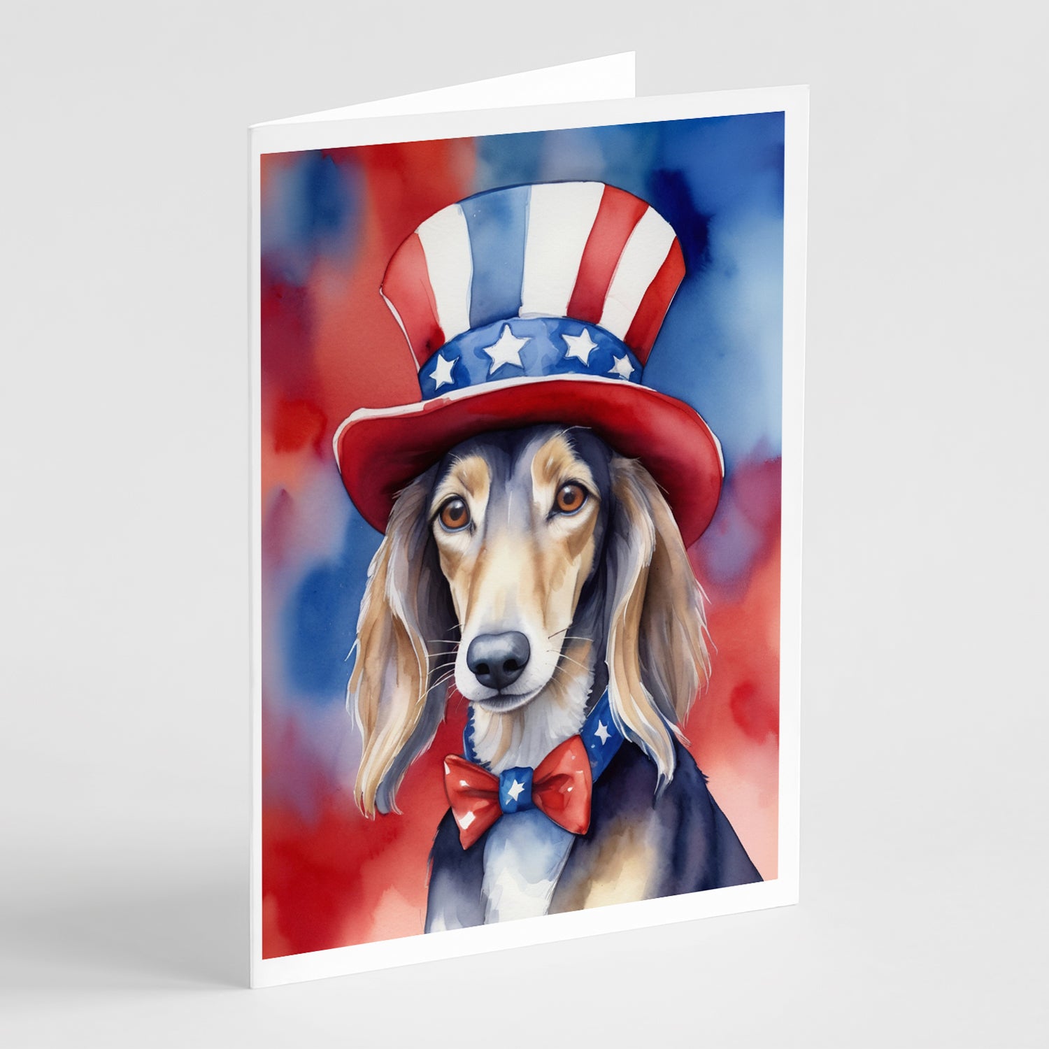 Buy this Saluki Patriotic American Greeting Cards Pack of 8