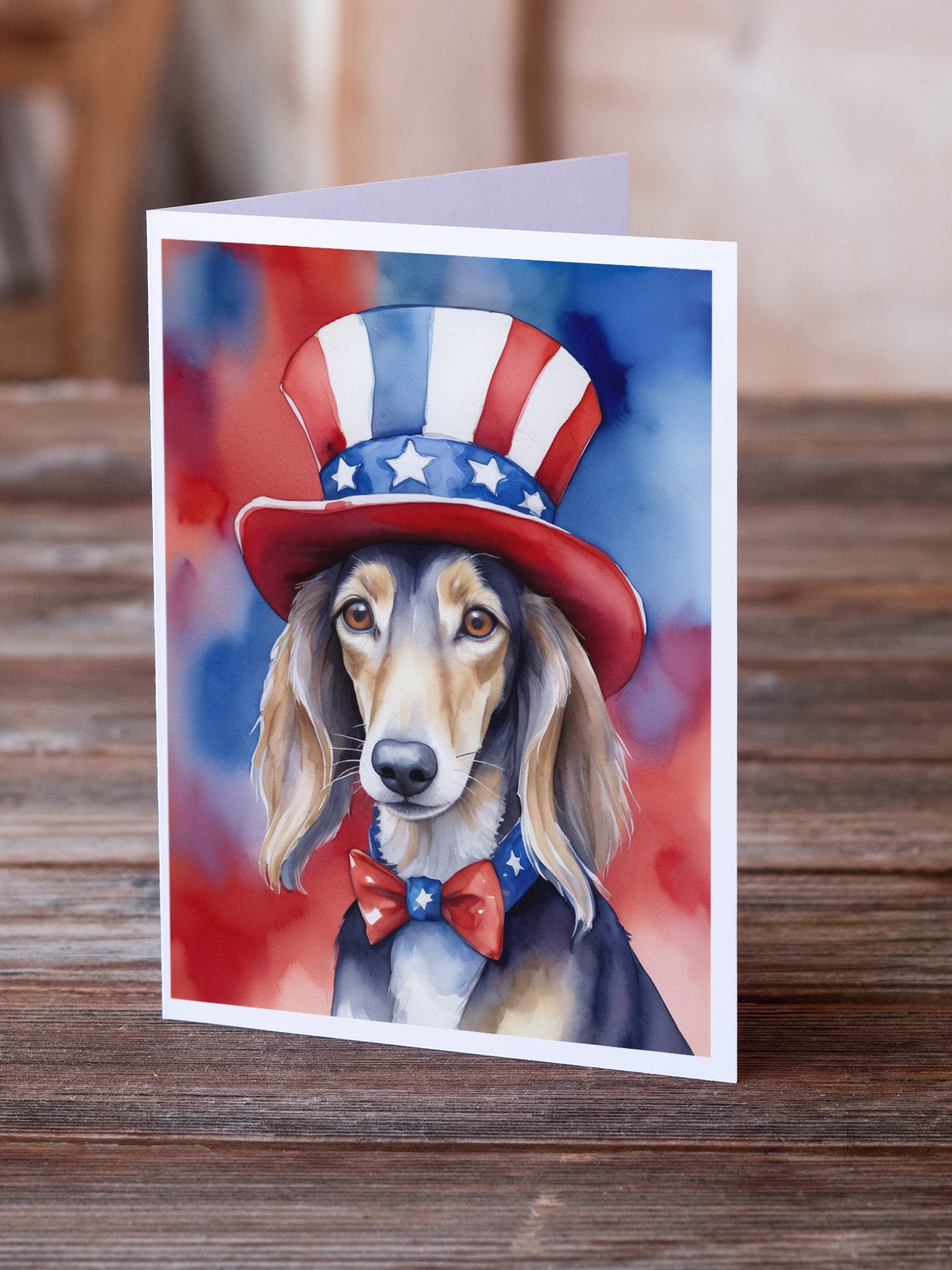 Buy this Saluki Patriotic American Greeting Cards Pack of 8