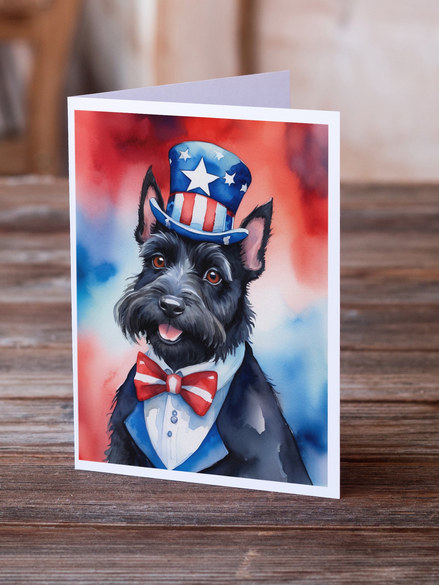 Scottish Terrier Patriotic American Greeting Cards Pack of 8
