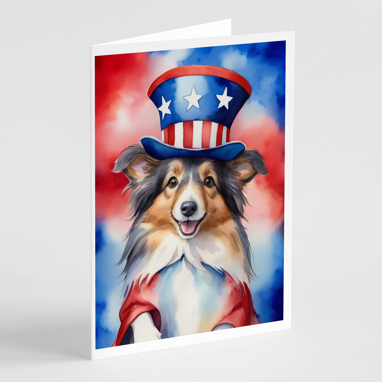 Buy this Sheltie Patriotic American Greeting Cards Pack of 8