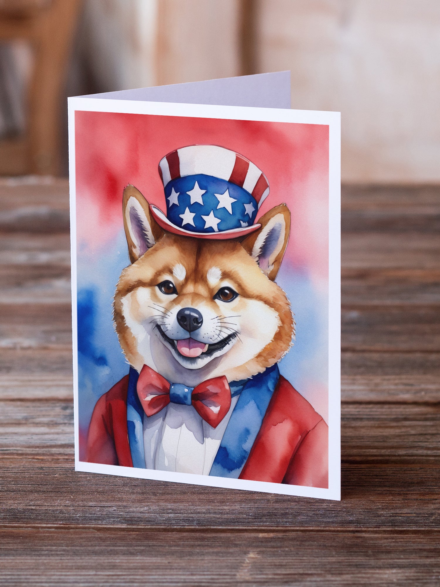 Buy this Shiba Inu Patriotic American Greeting Cards Pack of 8