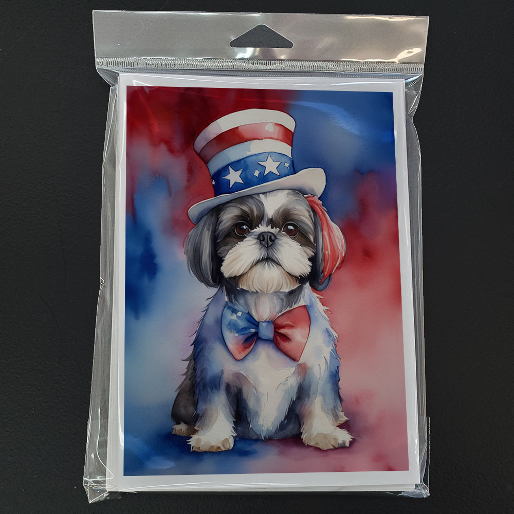 Shih Tzu Patriotic American Greeting Cards Pack of 8