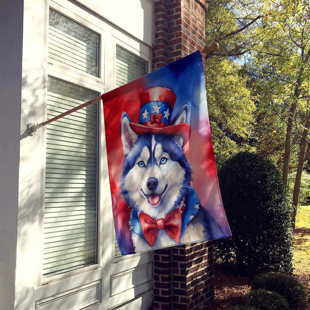 Buy this Siberian Husky Patriotic American House Flag