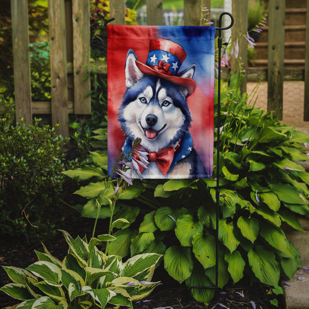 Buy this Siberian Husky Patriotic American Garden Flag
