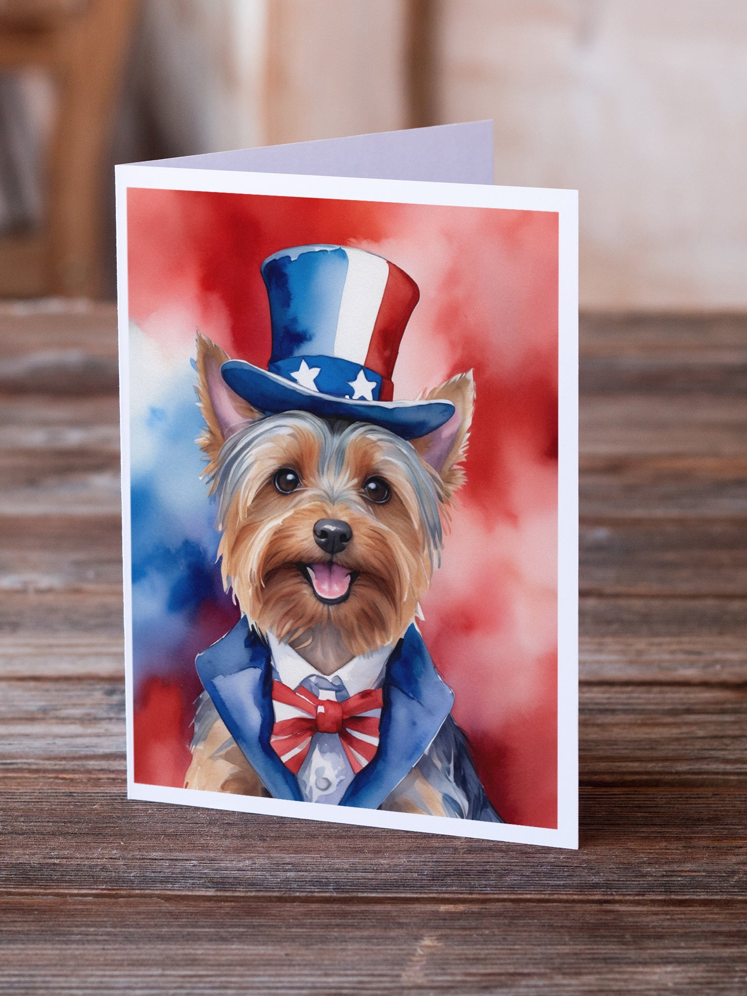 Buy this Silky Terrier Patriotic American Greeting Cards Pack of 8