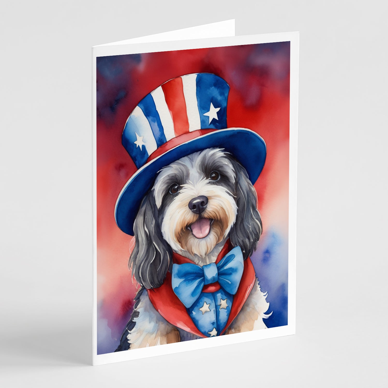 Buy this Tibetan Terrier Patriotic American Greeting Cards Pack of 8