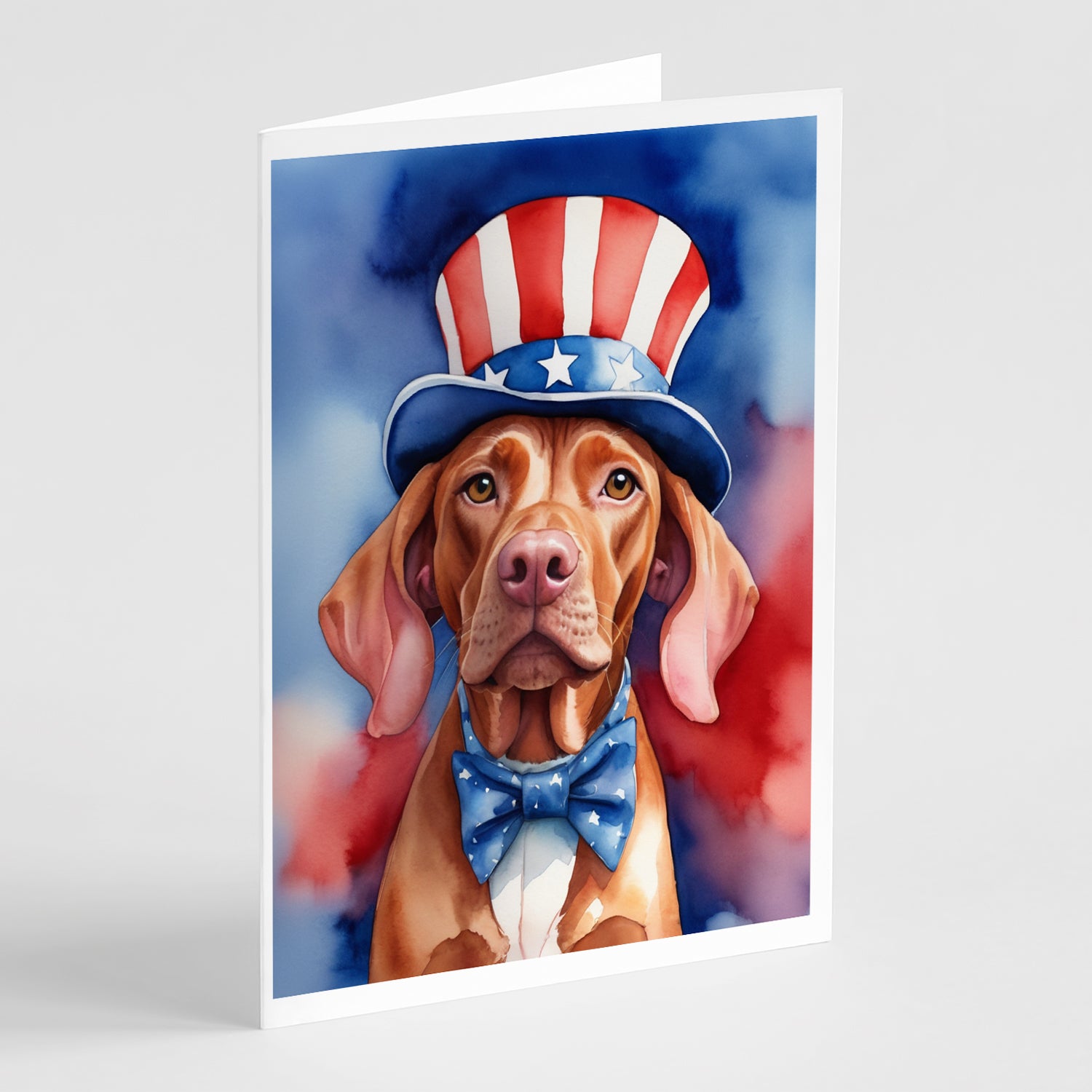 Buy this Vizsla Patriotic American Greeting Cards Pack of 8