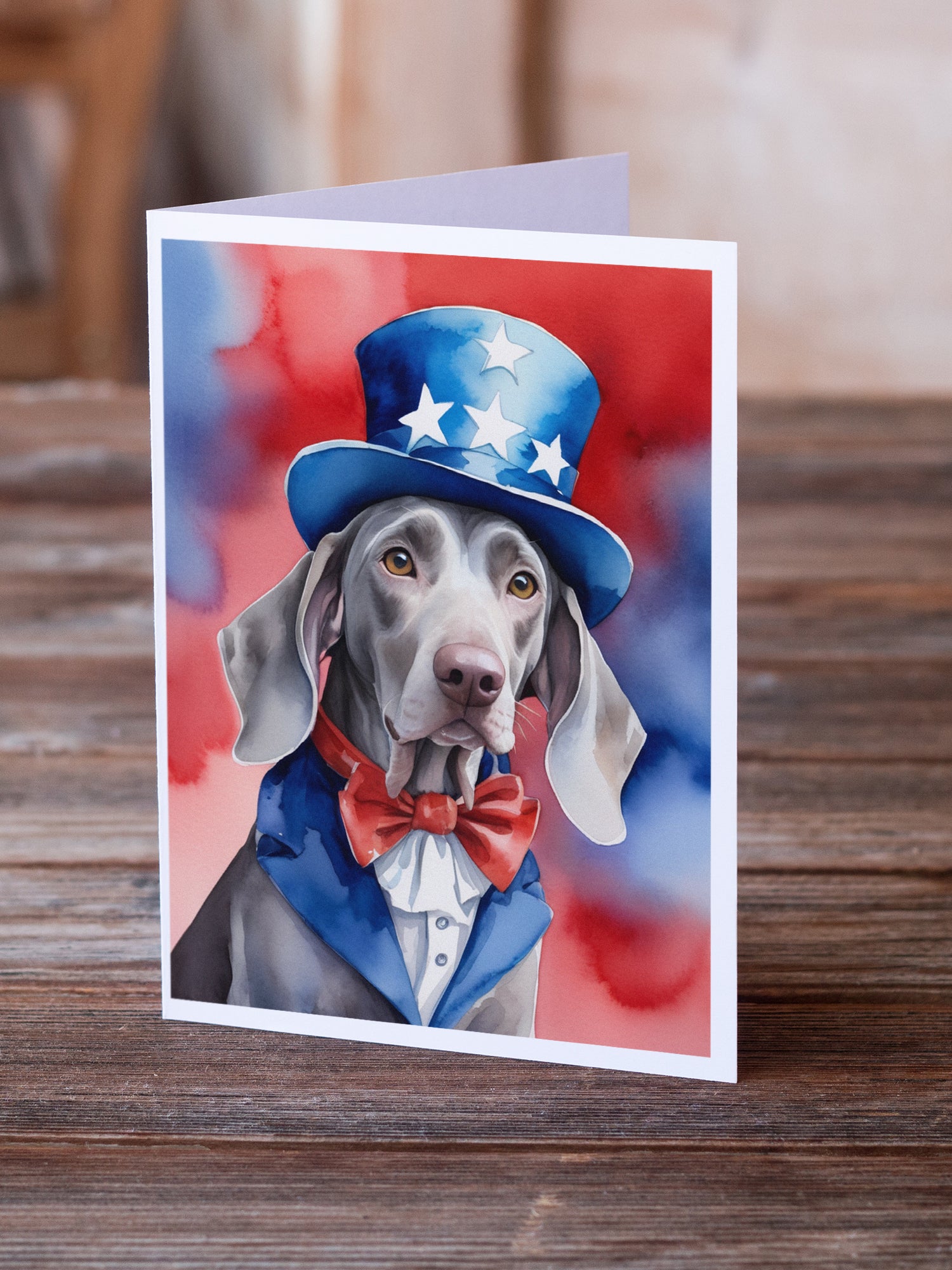 Buy this Weimaraner Patriotic American Greeting Cards Pack of 8