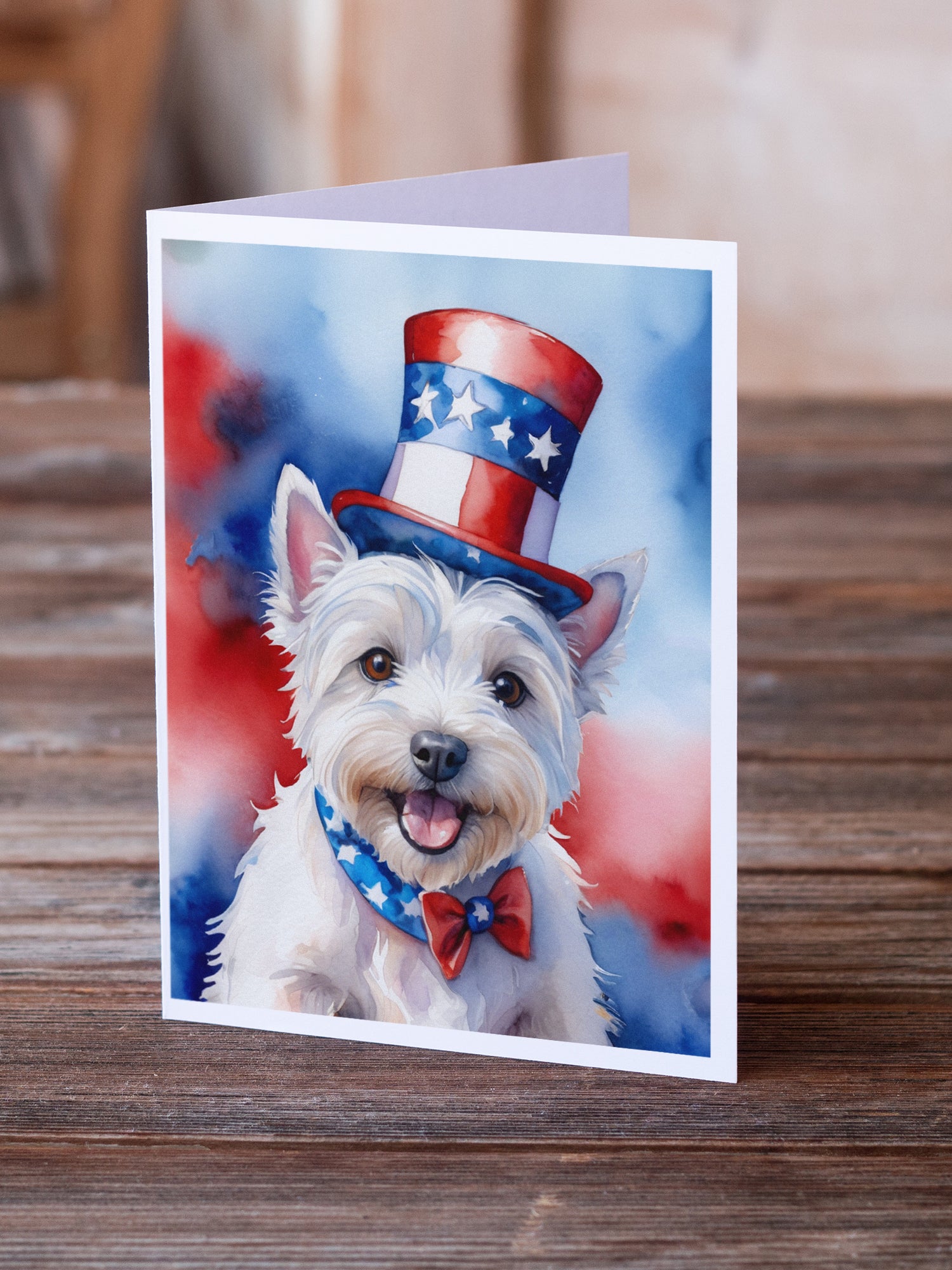 Westie Patriotic American Greeting Cards Pack of 8