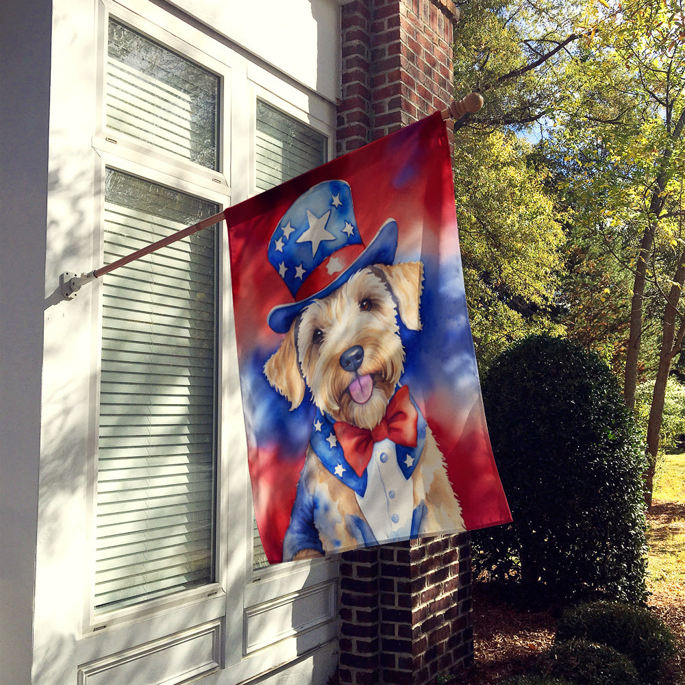 Wheaten Terrier Patriotic American House Flag