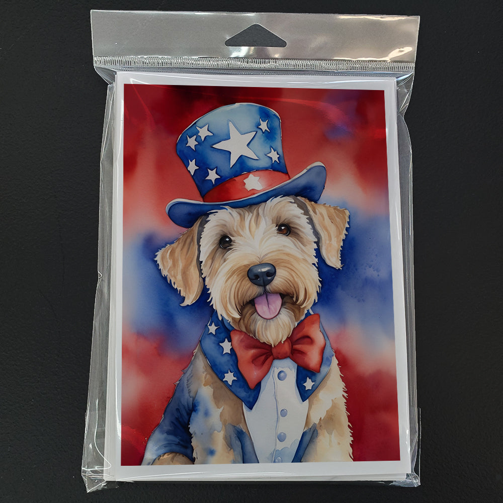 Wheaten Terrier Patriotic American Greeting Cards Pack of 8