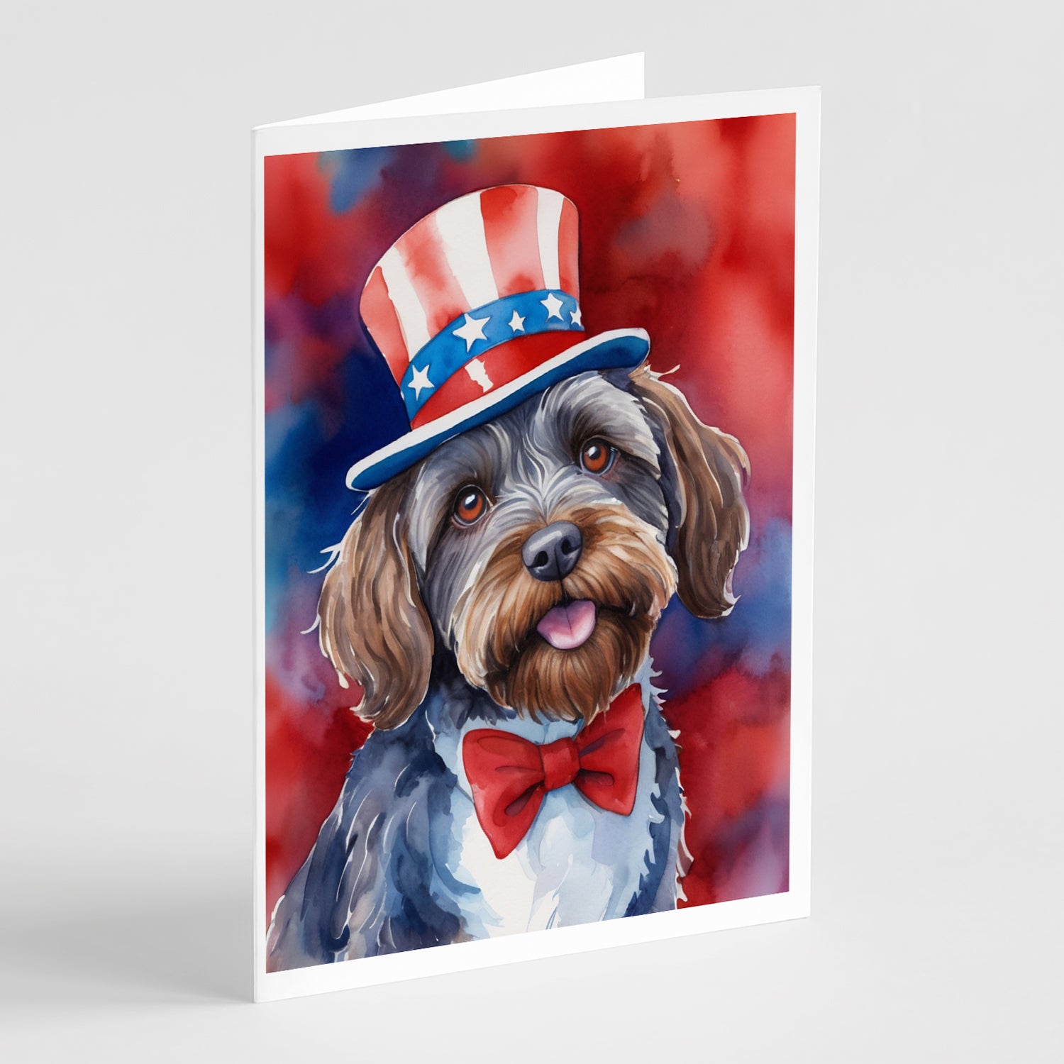 Buy this Wirehaired Pointing Griffon Patriotic American Greeting Cards Pack of 8