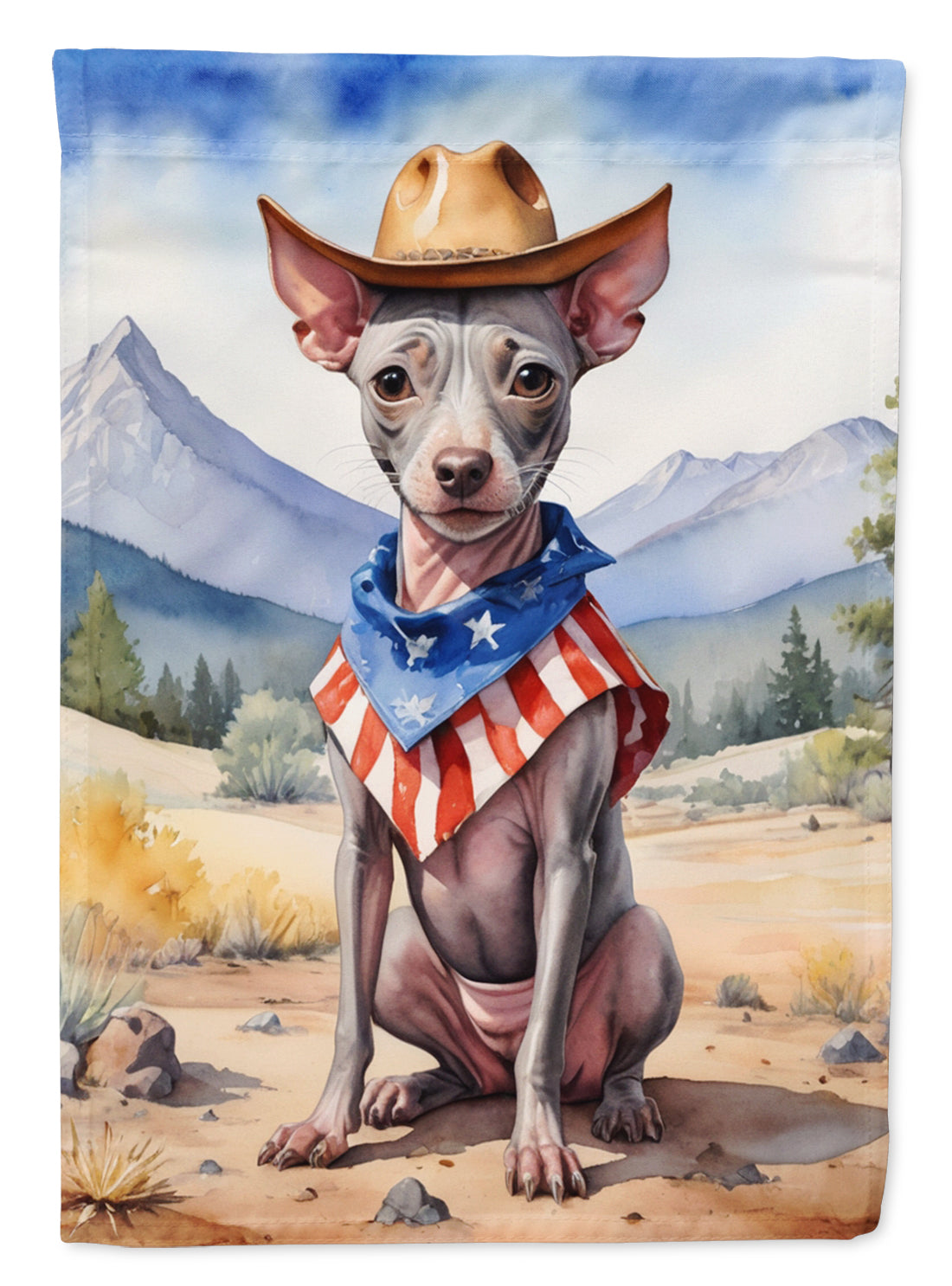 Buy this American Hairless Terrier Cowboy Welcome Garden Flag