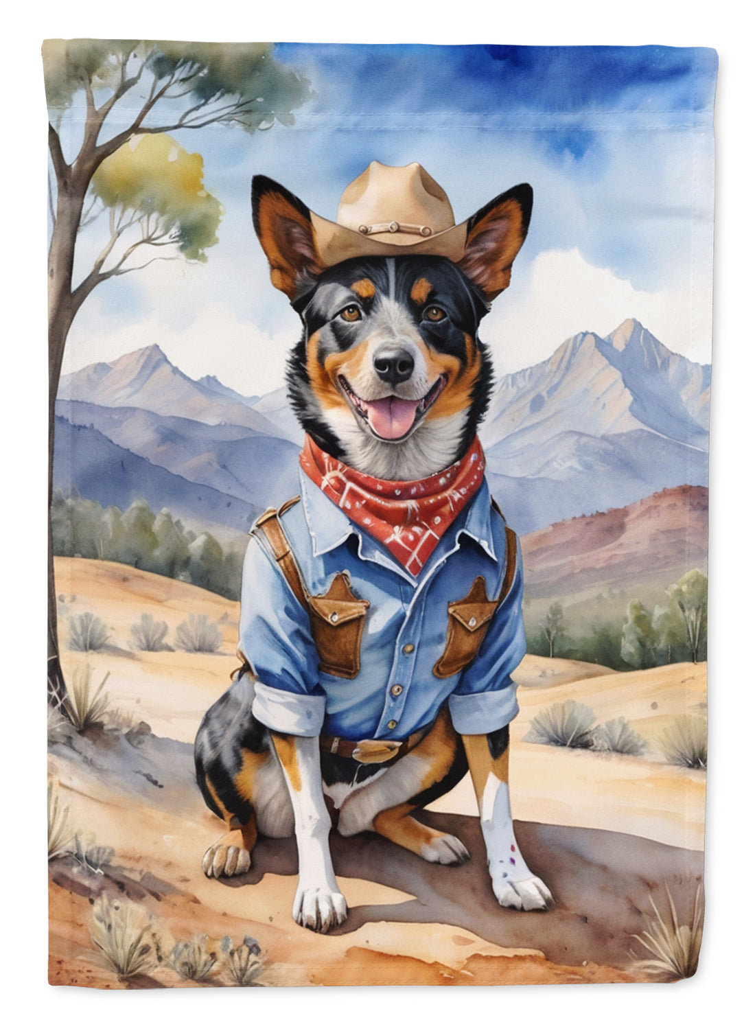 Buy this Australian Cattle Dog Cowboy Welcome House Flag