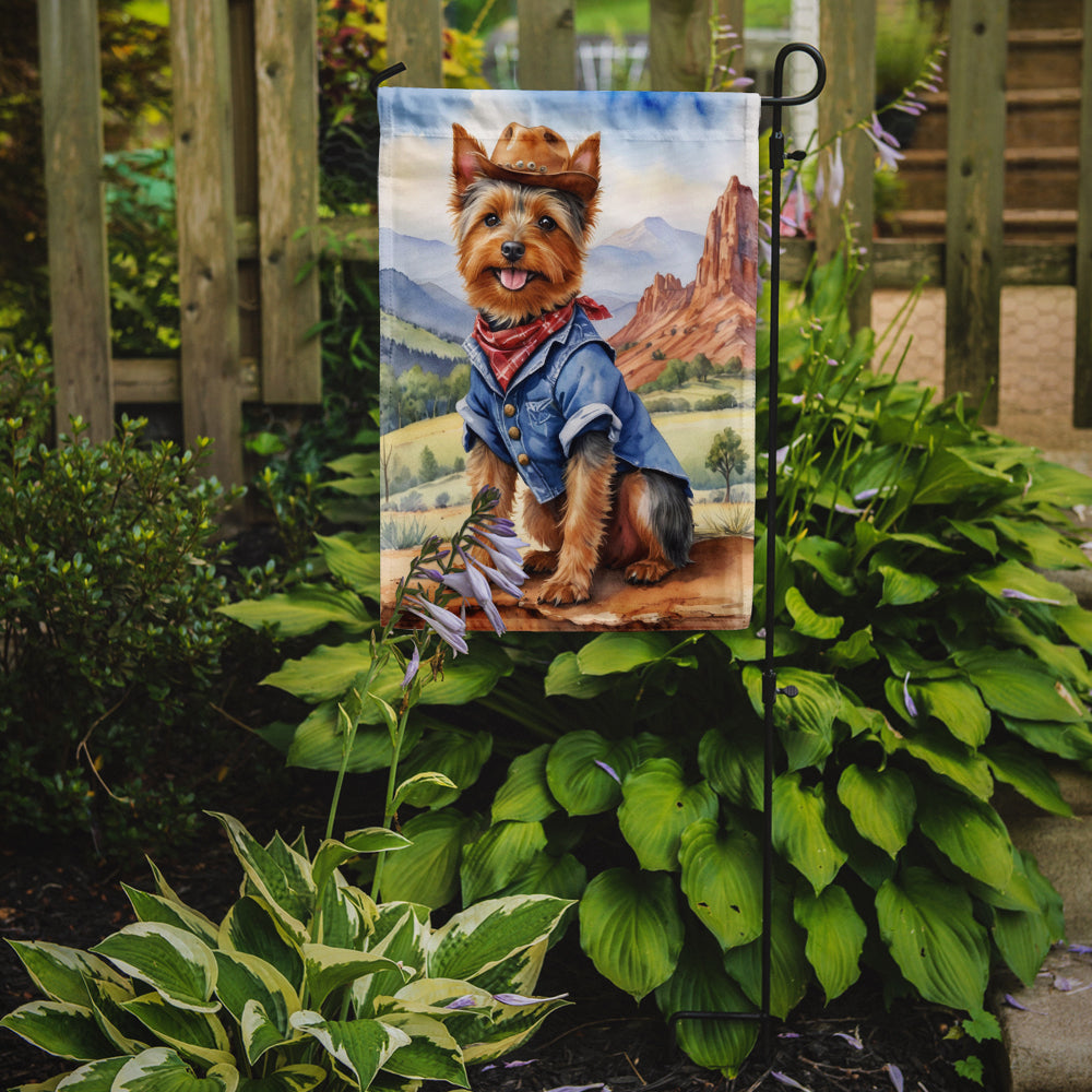 Buy this Australian Terrier Cowboy Welcome Garden Flag