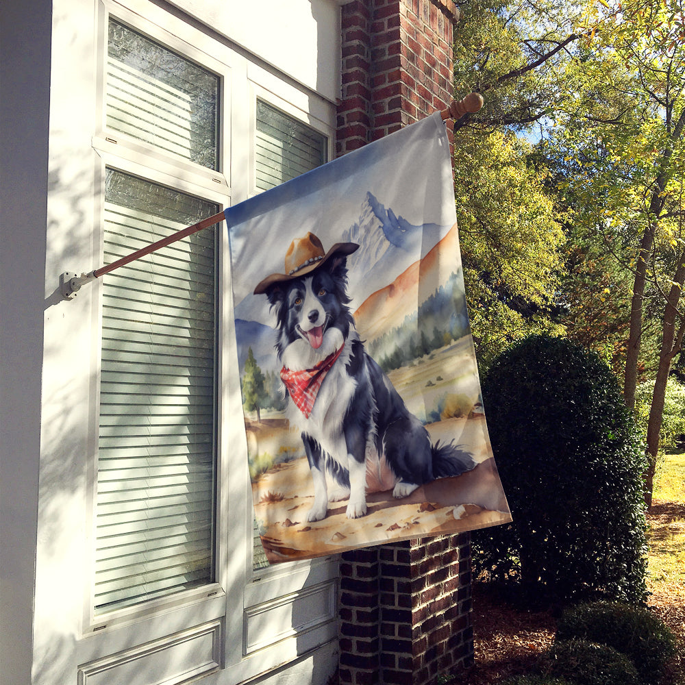 Buy this Border Collie Cowboy Welcome House Flag