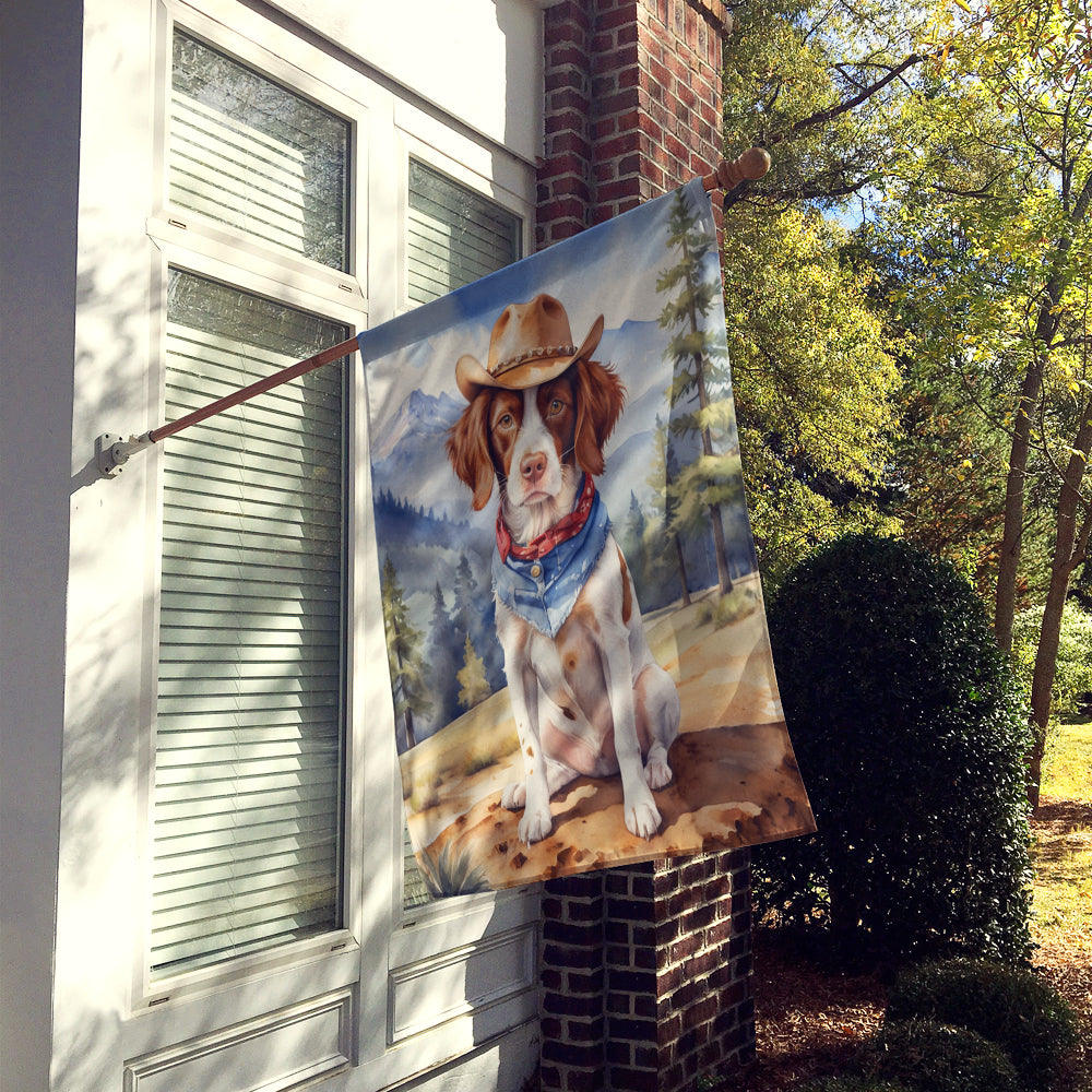 Buy this Brittany Spaniel Cowboy Welcome House Flag