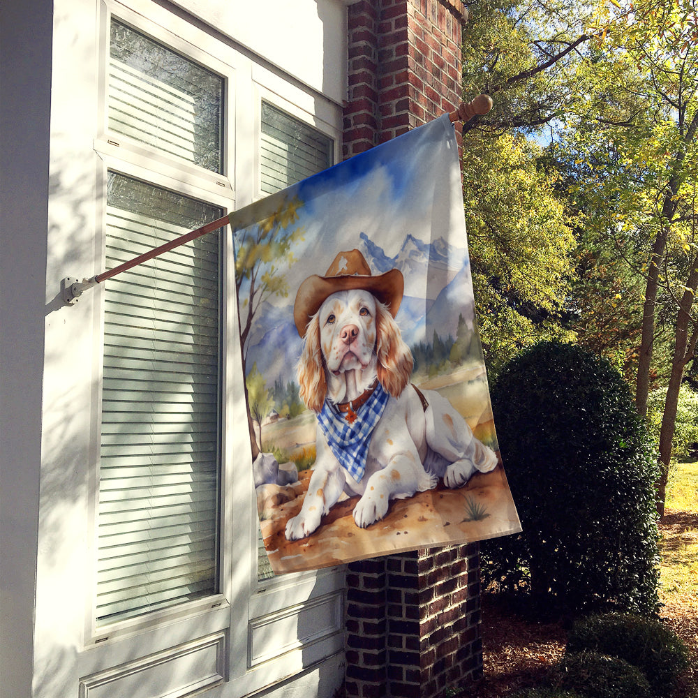 Clumber Spaniel Cowboy Welcome House Flag