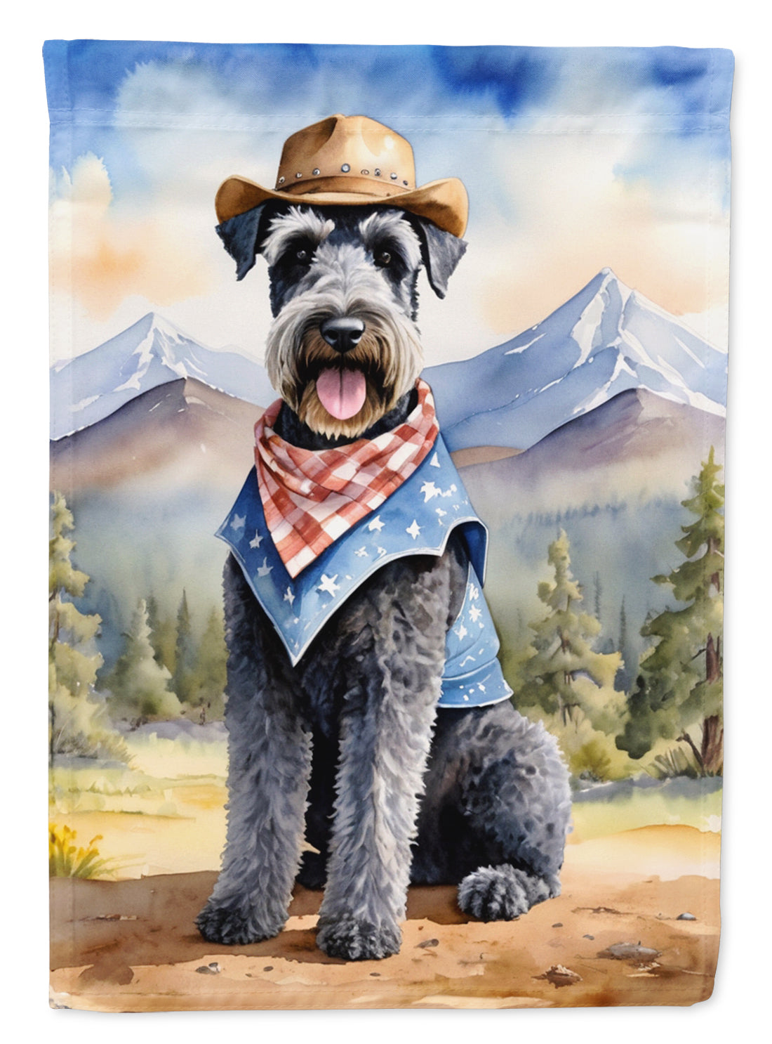 Buy this Kerry Blue Terrier Cowboy Welcome House Flag