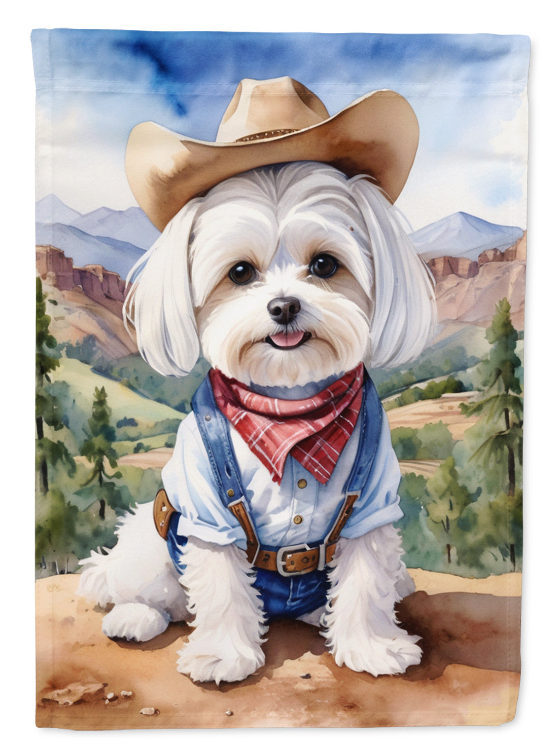 Buy this Maltese Cowboy Welcome House Flag