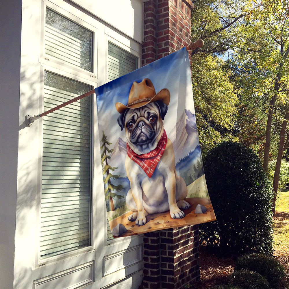 Buy this Pug Cowboy Welcome House Flag