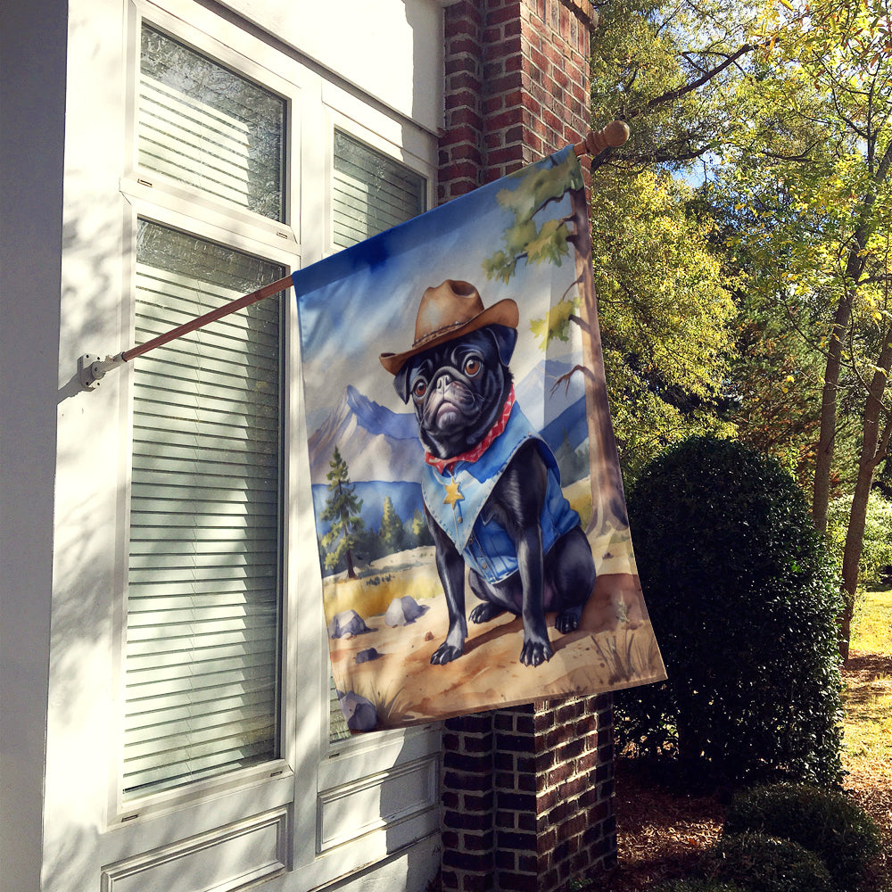 Buy this Pug Cowboy Welcome House Flag