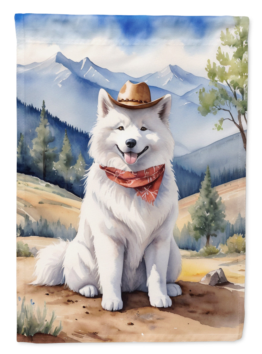 Buy this Samoyed Cowboy Welcome House Flag