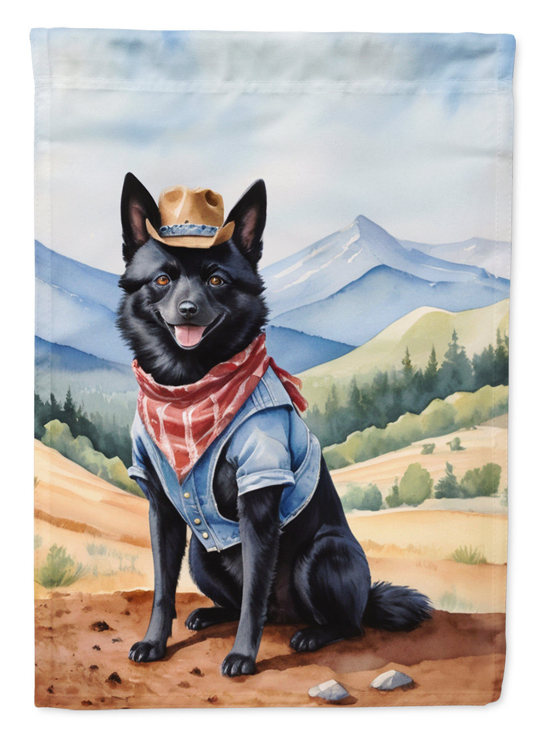 Buy this Schipperke Cowboy Welcome House Flag
