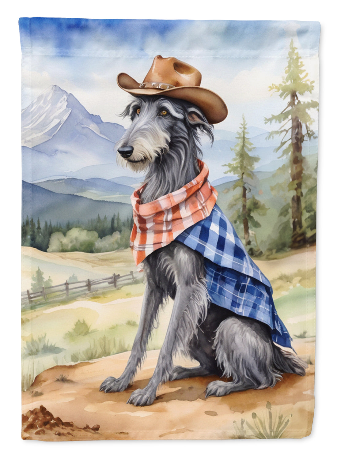 Buy this Scottish Deerhound Cowboy Welcome House Flag