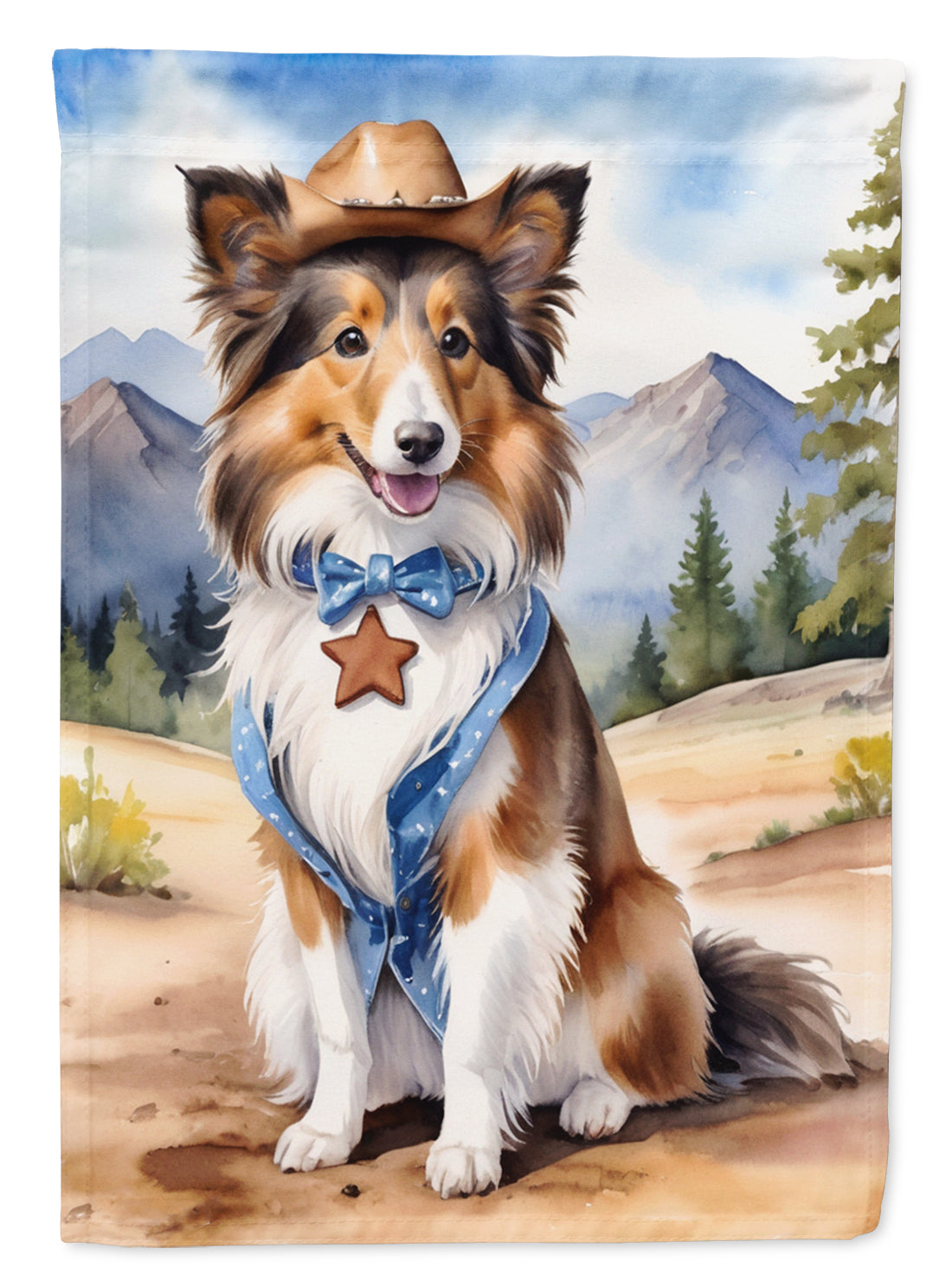 Buy this Sheltie Cowboy Welcome House Flag