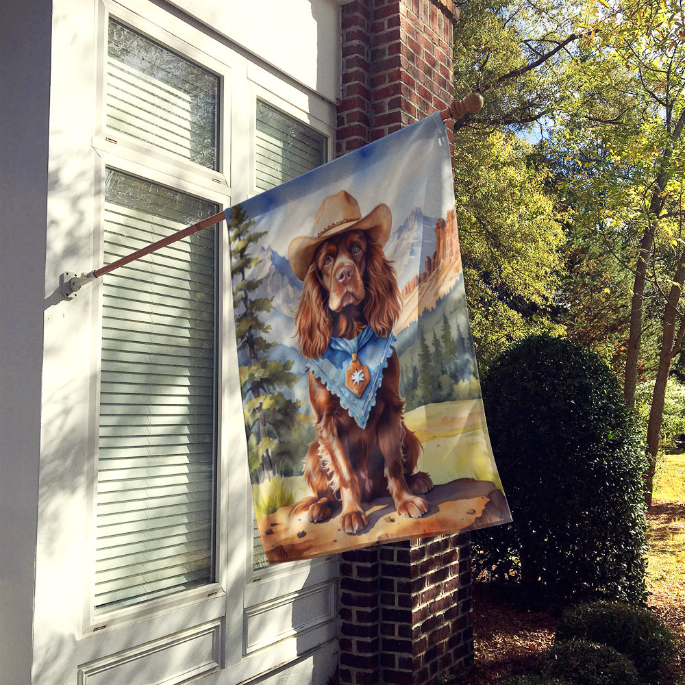 Sussex Spaniel Cowboy Welcome House Flag