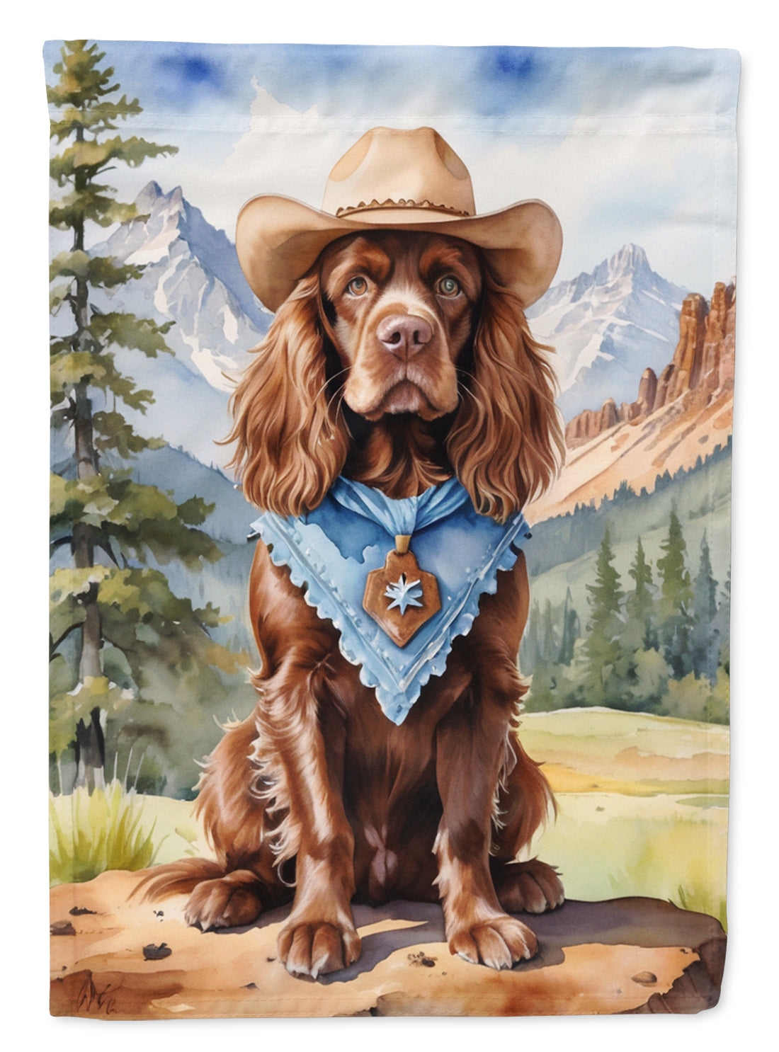 Buy this Sussex Spaniel Cowboy Welcome Garden Flag