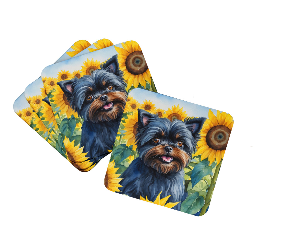 Buy this Affenpinscher in Sunflowers Foam Coasters