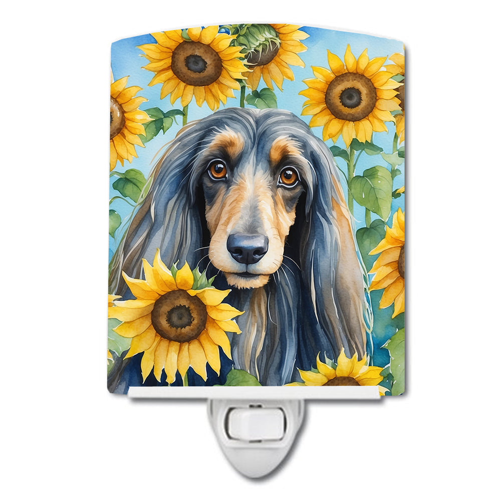 Buy this Afghan Hound in Sunflowers Ceramic Night Light